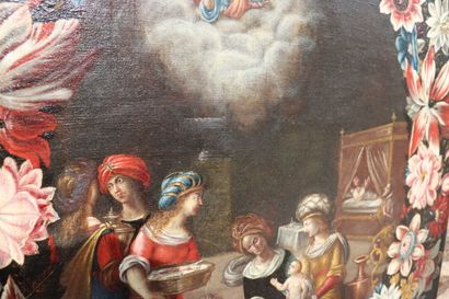null Ecole hollandaise de la fin du XVII ème siècle. Scène religieuse (circoncision?)...
