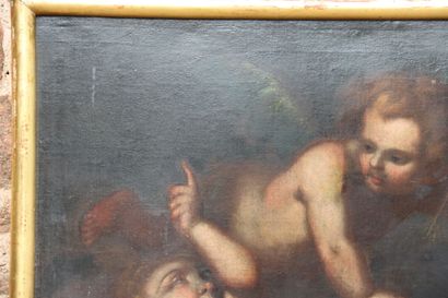 null Ecole Italienne du XVII ème siècle. Deux putti au carquois. huile sur toile....