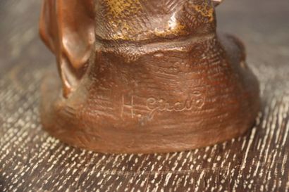 null Henri GIRAUD (1805-1895). Bronze à patine brune figurant une jeune fille au...