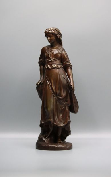 null Henri GIRAUD (1805-1895). Bronze à patine brune figurant une jeune fille au...
