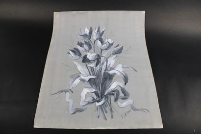 null [DESSIN] Eugène Marguerite CALMANT (1848-1903)). Bouquet de tulipes.

 Aquarelle...