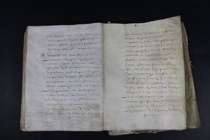 null [ILLE-ET-VILLAINE / CÔTES-D'ARMOR] - Ensemble de 3 actes notariés XVIIè siècle...
