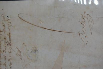 null LETTRE DE CACHET L.S. de LOUIS XV (secrétaire), contresignée par Brulart, Versailles...