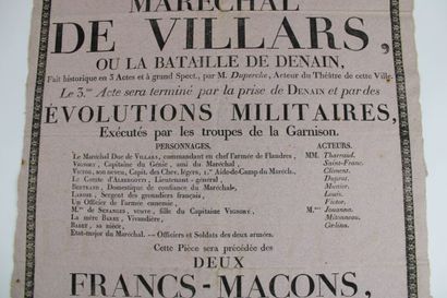 null AFFICHE du Théâtre d'Orléans pour la pièce « Le maréchal de Villars, ou la bataille...