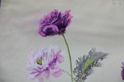 null [DESSIN], Anonyme, Etude de fleurs pour motifs textiles. XIXe siècle.

Gouache...