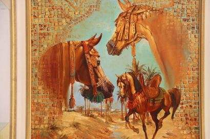 null Georges COROMINAS. (1945). ZARIB, Cheval du Prophète. Huile sur toile. Signée...