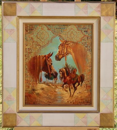 null Georges COROMINAS. (1945). ZARIB, Cheval du Prophète. Huile sur toile. Signée...