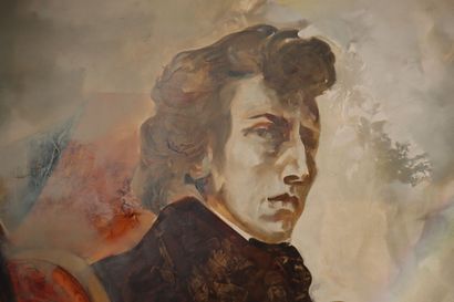 null Roger SURAUD (1938-2016). Hommage à Chopin. Huile sur toile. Signée en bas à...