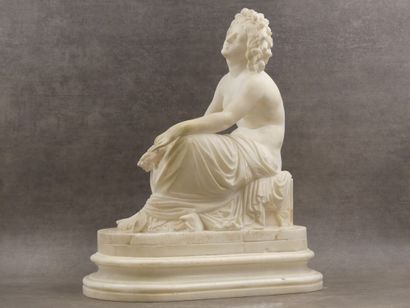 null Ecole du XIXème siècle, Allégorie de la Musique, albâtre sculpté. Dimensions...