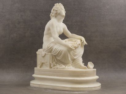 null Ecole du XIXème siècle, Allégorie de la Musique, albâtre sculpté. Dimensions...