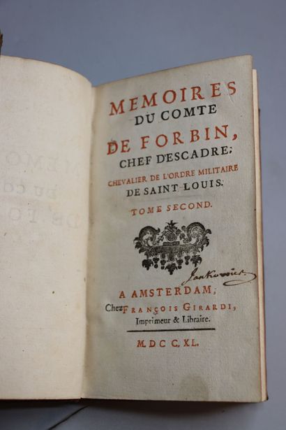 null FORBIN (Claude, Comte de). Mémoires du Comte de Forbin, Chef d'Escadre ; Chevalier...