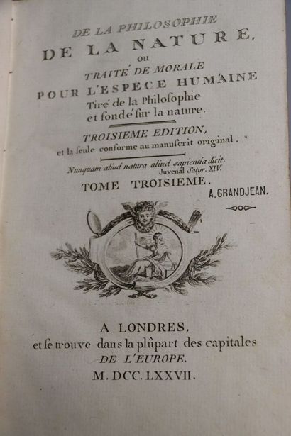 null [DELISLE de SALES (Jean-Baptiste)] - De la Philosophie de la Nature, ou Traité...