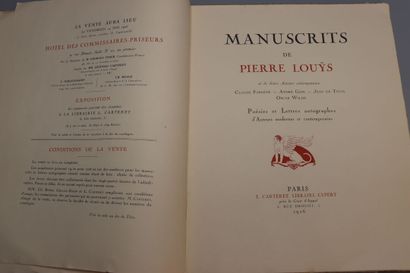 null COLLECTIF 

Catalogue de manuscrits de Pierre LOUYS et de divers auteurs contemporains...