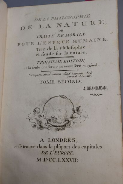 null [DELISLE de SALES (Jean-Baptiste)] - De la Philosophie de la Nature, ou Traité...