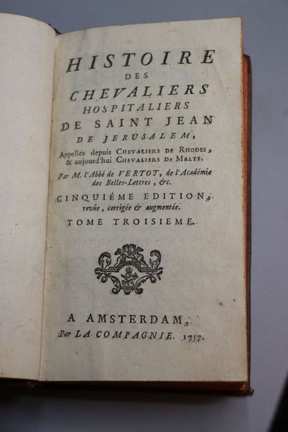null VERTOT (abbé René-Aubert de). Histoire des Chevaliers hospitaliers de Saint-Jean...