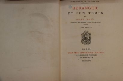 null JANIN (Jules). Béranger et son Temps. De la Bibliothèque Originale. Paris, René...