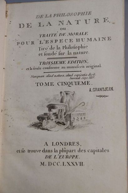 null [DELISLE de SALES (Jean-Baptiste)] - De la Philosophie de la Nature, ou Traité...