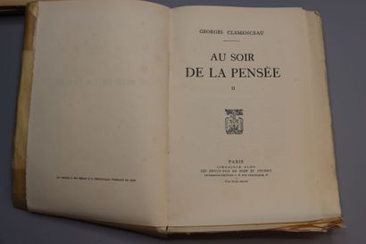 null CLEMENCEAU (Georges) : Au soir de la pensée. Paris, Plon, 1927. 

2 volumes...