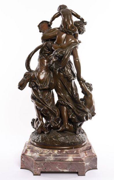 D'après CLODION D'après CLODION (1738-1814). Bacchanale. Groupe en bronze à patine...