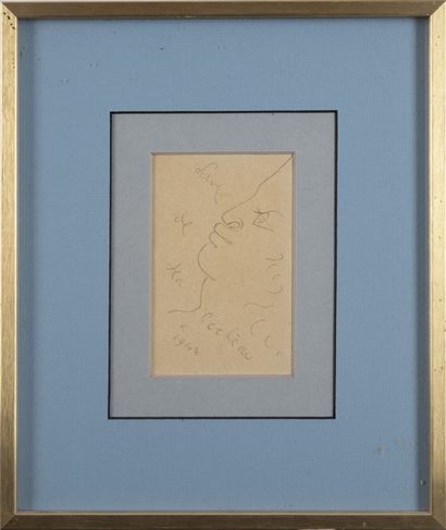 JEAN COCTEAU Jean COCTEAU (1889-1963). Profil. Crayon sur papier. Signé, titré et...