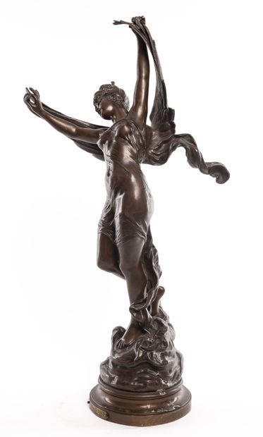 null Hippolyte François MOREAU (1832-1927). Étoile du Matin. Bronze à patine brune,...