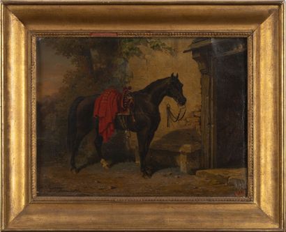 Jules de BONNEMAISON Jules de BONNEMAISON (France 1809 - 1865). Cheval à l'écurie....