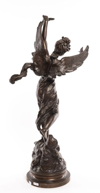 null Hippolyte François MOREAU (1832-1927). Étoile du Matin. Bronze à patine brune,...