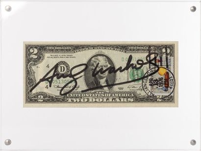 ANDY WARHOL Andy WARHOL (1928-1987). Billet de deux dollars "Thomas Jefferson" signé...