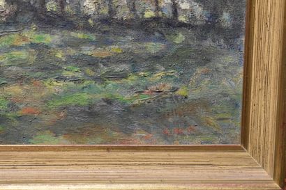 Paysage Ecole du XXème siècle, Paysage, huile sur toile. Signé en bas à droite à...