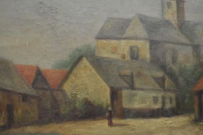 null F. VENDONNE (XXe siècle), Eglise de village, huile sur toile. Signé en bas à...