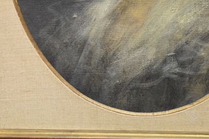 Ecole Ecole du XXème siècle, Portrait de jeune fille, huile sur toile ovale. Dimensions...