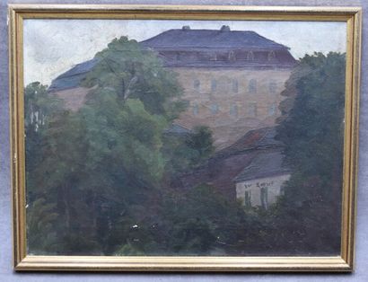Vue du château hachenburg Ecole allemande du XXème siècle, Vue du château hachenburg,...