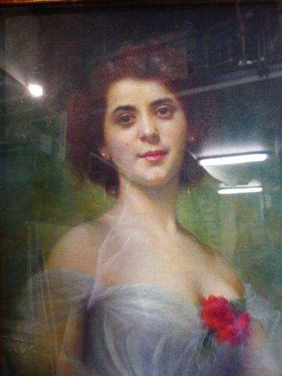 null Max SCHOTT, Portrait de femme, huile sur toile. Signé en haut à gauche et daté...