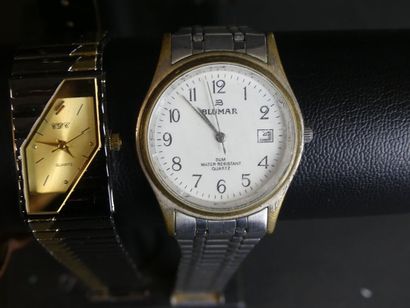 null Réunion de six montres à quartz en acier et métal doré, comprenant: Pierre Lanier...
