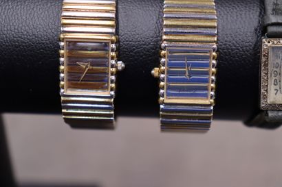 null Réunion de trois montres de dame, deux montres Leonard en acier deux tons avec...