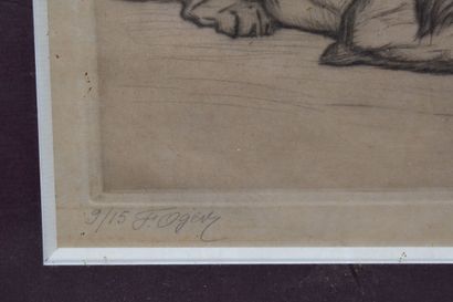 null Ferdinand OGER (1872-1929), Lion, gravure. Signé en bas à gauche et numéroté...