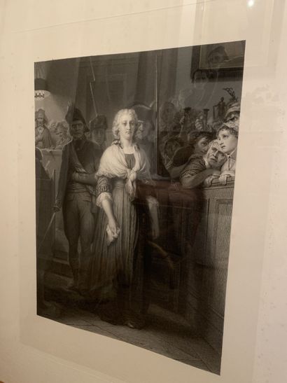null Marie-Antoinette au Tribunal, gravure. XIXe siècle. Dimensions du cadre : 71...