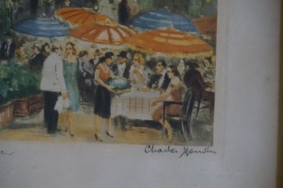 Charles MANDIN, Paris Place du tertre Charles MANDIN, Paris Place du tertre, lithographie....