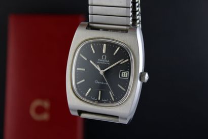 null OMEGA Geneva ref. 166.0190
Steel bracelet watch. Barrel case. Screwed case back....