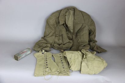 null US Army 2nd G.M. Lot Including: A khaki wool Ike jacket size 42 S, a mustard...