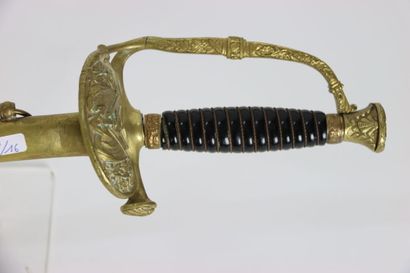 Épée de Marine Épée d'officier supérieur de marine modèle 1837. Monture en bronze...