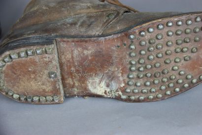 null Pair of French brodequins model 1917 with studded soles. Stamp of reception....