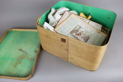 null White wooden box containing French medical equipment and material: Red Cross...