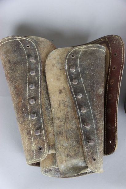 null Pair of French brodequins model 1917 with studded soles. Stamp of reception....