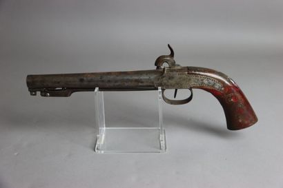 null A pair of Scottish-style percussion pistols. Weapon originally having an ejectable...