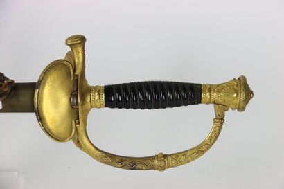 null Épée d'officier supérieur de marine modèle 1837. Monture en bronze doré et corne....