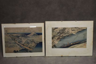 RÉUNION DE DEUX ESTAMPES Encadrées sous verres dont :

- une de Utagawa HIROSHIGE...