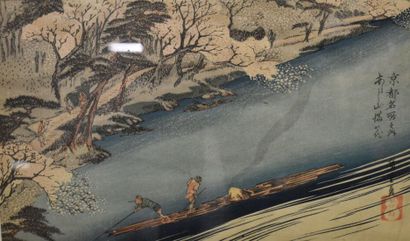RÉUNION DE DEUX ESTAMPES Encadrées sous verres dont :

- une de Utagawa HIROSHIGE...