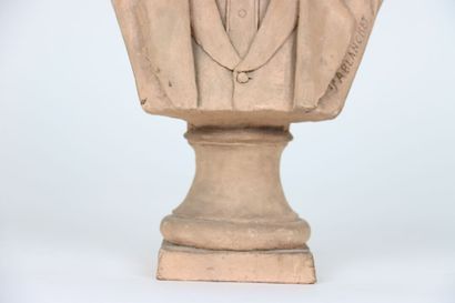 null P.A. BLANCHET (Ecole du XIXème siècle). Buste de LOUIS PASTEUR, sculpture en...