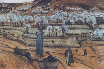  Jacques MAJORELLE (1886-1962). Vue du paysage de Tazoult. Lithographie. Dimensions... Gazette Drouot